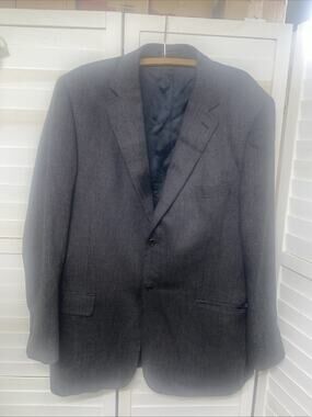 Zino 44L Black White Tweed Made Italy Wool Blend Men’s Blazer Suit Jacket Lined